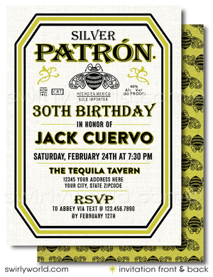 Celebrate in spirited style with our El Patrón Tequila Themed Birthday Party Invitation digital download, complete with matching thank you cards, specifically designed for the discerning gentleman and tequila aficionado. This exclusive invitation set is inspired by the iconic El Patrón Tequila label, embodying the essence of sophistication and the rich heritage of premium tequila making. It's the perfect toast to a milestone occasion for anyone who savors the refined taste of a classic tequila.