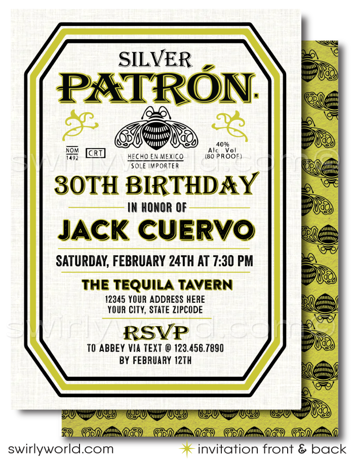 Celebrate in spirited style with our El Patrón Tequila Themed Birthday Party Invitation digital download, complete with matching thank you cards, specifically designed for the discerning gentleman and tequila aficionado. This exclusive invitation set is inspired by the iconic El Patrón Tequila label, embodying the essence of sophistication and the rich heritage of premium tequila making. It's the perfect toast to a milestone occasion for anyone who savors the refined taste of a classic tequila.