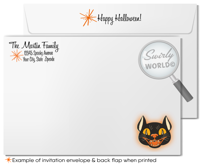 Vintage 1950s Retro Mid-Century Haunted House Halloween Party Invite Digital Download