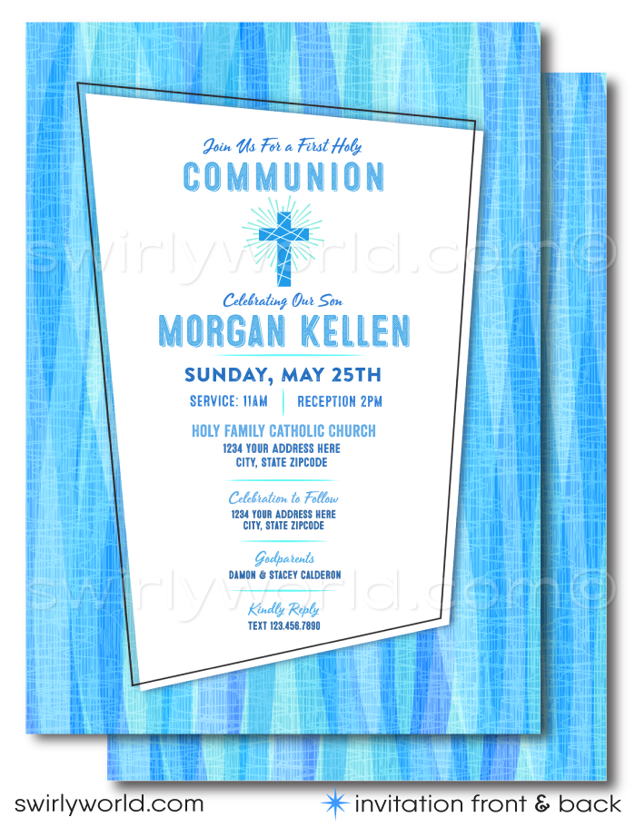 first holy communion invitation card editable First Holy Communion Invitations - Boys Communion Invitation Set