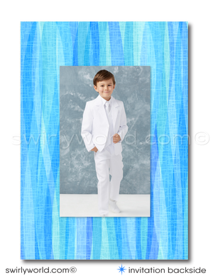 Boys' First Holy Communion Printed Invitation Set - Retro Mid-Century Modern Design, Editable Text, Includes Thank You Cards & Envelopes