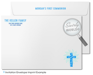 Boys' First Holy Communion Printed Invitation Set - Retro Mid-Century Modern Design, Editable Text, Includes Thank You Cards & Envelopes