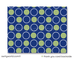 Mid-Century Modern Sacramental Invitation Set - Navy & Celery Green, Editable for Communion, Baptism, Confirmation