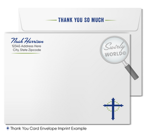 Mid-Century Mod Sacramental Invitation Set - Navy & Celery Green, Editable for Communion, Baptism, Confirmation