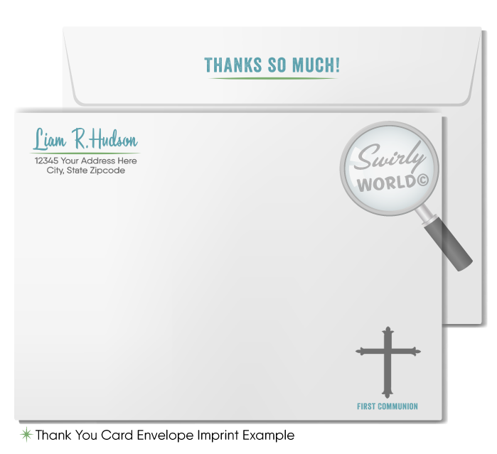 Retro-inspired First Holy Communion Invitation Set for Boys - Vintage Fonts, Editable Design