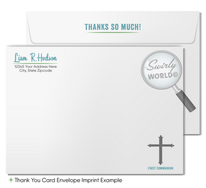 Retro-inspired First Holy Communion Invitation Set for Boys - Vintage Fonts, Editable Design