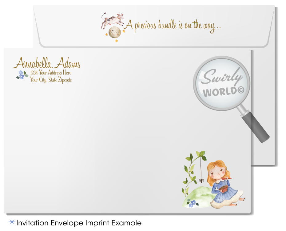 Mother Goose Nursery Rhymes Baby Shower Invitation and Thank You Card Digital Download Bundle