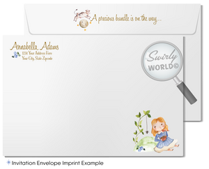 Mother Goose Nursery Rhymes Gender Neutral Printed Baby Shower Invitation Set