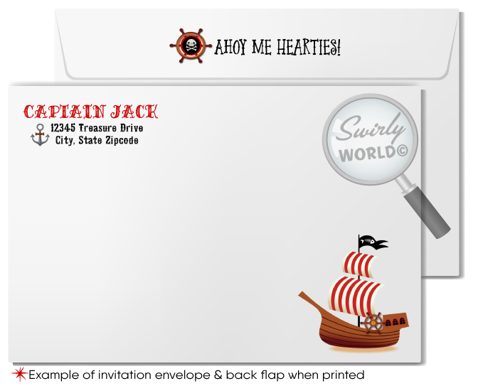 High Seas Pirate Captain Boy Birthday Party Invitation Digital Download Design