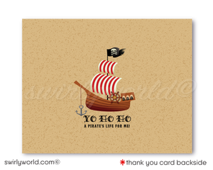 Throw a swashbuckling birthday party with this adventurous High Seas Pirate Birthday Party Invitation Digital Download Design! This design features a fierce Pirate Captain, a booty filled treasure chest, and a pillaging pirate ship to make your little one's special day an unforgettable seafaring adventure!