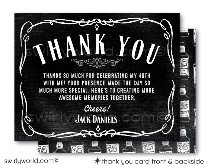 Cheers for Forty Years Jack Daniel's Whiskey Label 40th Birthday Invitations for Guys