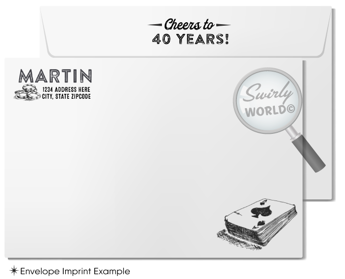 Vintage Cheers for Forty Years Cigar and Poker Casino Cigars 40th Birthday Invitations for Guys