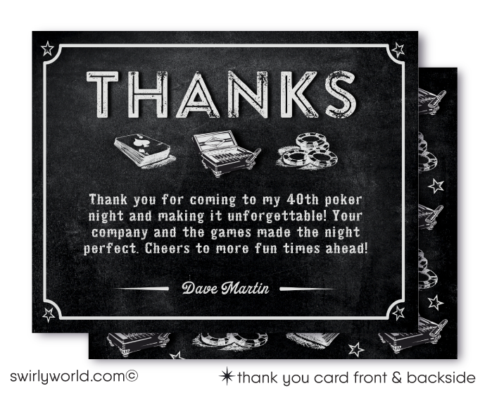 Vintage Cheers for Forty Years Cigar and Poker 40th Birthday Invitation Design Download