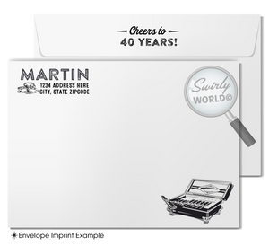 Vintage Cheers for Forty Years Cigar and Poker 40th Birthday Invitation Design Download