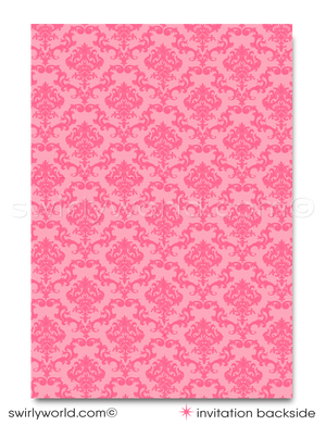 Vintage Style Pink Rosary Cross First Holy Communion Invitation Set - Baptism & Confirmation