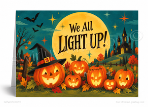 We All Light Up Pumpkin Halloween Greeting Card