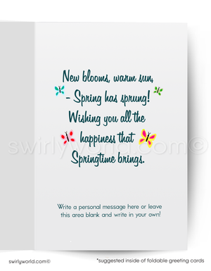 Vintage Spring Card – Kitschy Skunk in Blooming Forest, 1950s-1960s Retro Woodland Design