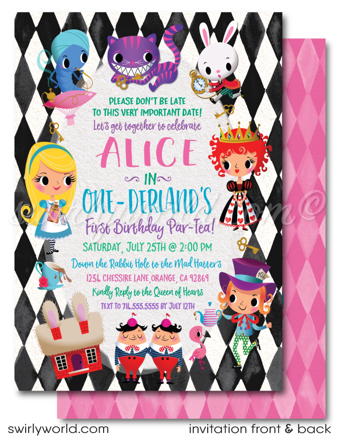 Alice in Wonderland Party Signs Girl 1st Birthday Decor Alice in