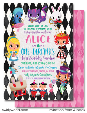 Step into a whimsical world with Swirly World's "Alice in ONEderland" 1st Birthday Invites and Thank You Cards! 🎩🌸 Perfect for a Mad Hatter's Tea Party, this printed invitation set features vintage-inspired designs, capturing the charm of Alice's adventures. Customize easily for a magical and memorable celebration!
