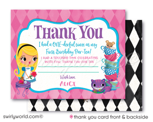 Step into a whimsical world with Swirly World's "Alice in ONEderland" 1st Birthday Invites and Thank You Cards! 🎩🌸 Perfect for a Mad Hatter's Tea Party, this printed invitation set features vintage-inspired designs, capturing the charm of Alice's adventures. Customize easily for a magical and memorable celebration!