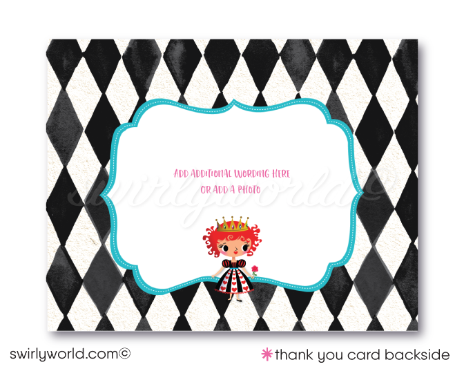 Alice In Wonderland Alice Card Children's Birthday Party Invitations