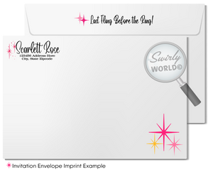 Retro Bachelorette Invitations - Vintage Pinup Girl Mid Century Party Set