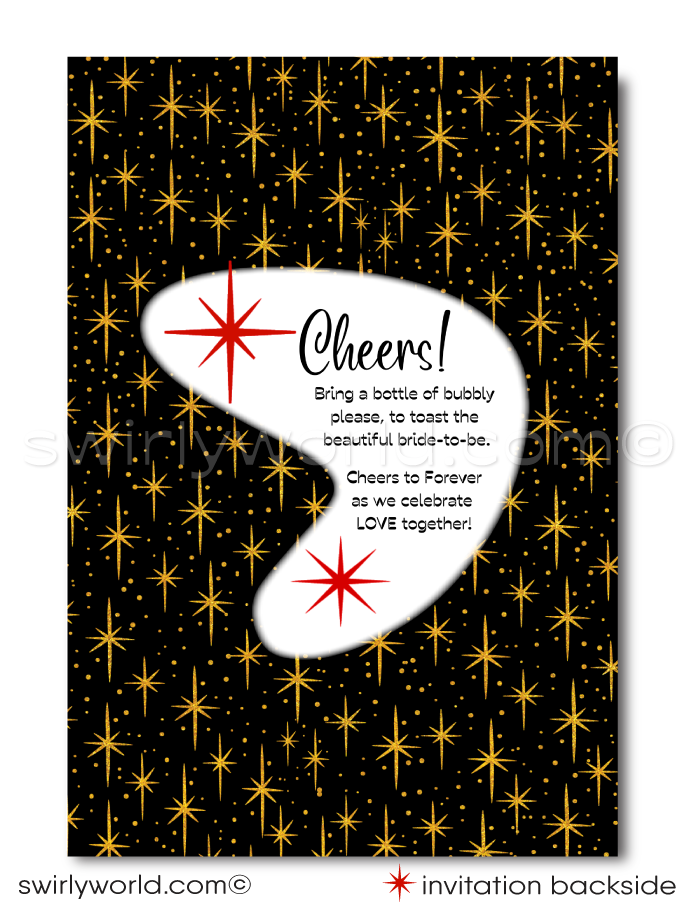 Step into the vibrant world of mid-century glamour with our Retro, Mid-Century Style Pin-up Girl Bachelorette Party Invitations and Thank You Cards—a collection that encapsulates the essence of 1950-1960s design. This unique and exclusive set is available as a digital download, offering a seamless blend of retro charm and modern convenience for your special celebration.