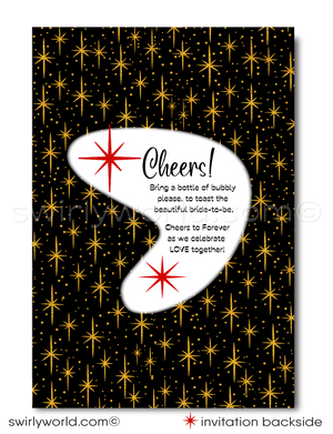 1950's Retro Rockabilly Pinup Girl Martini Glass Bachelorette Party Invitations