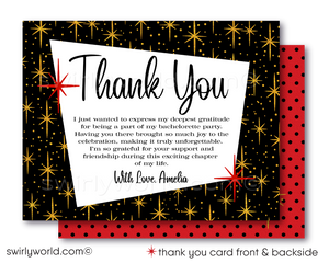 Retro Mid-Century Pin-up Girl Bachelorette Party Invitations & Thank You Cards - Customizable 1950s Glamour Set