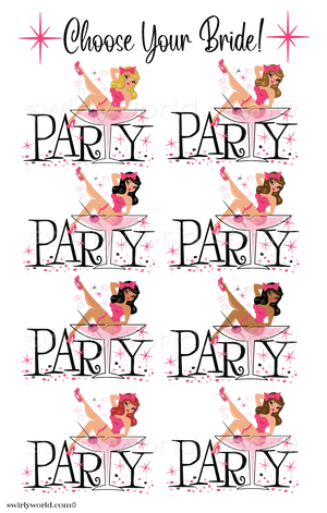 Retro Rockabilly Pink and Black Pinup Girl Bachelorette Party Invitation Digital Downloads