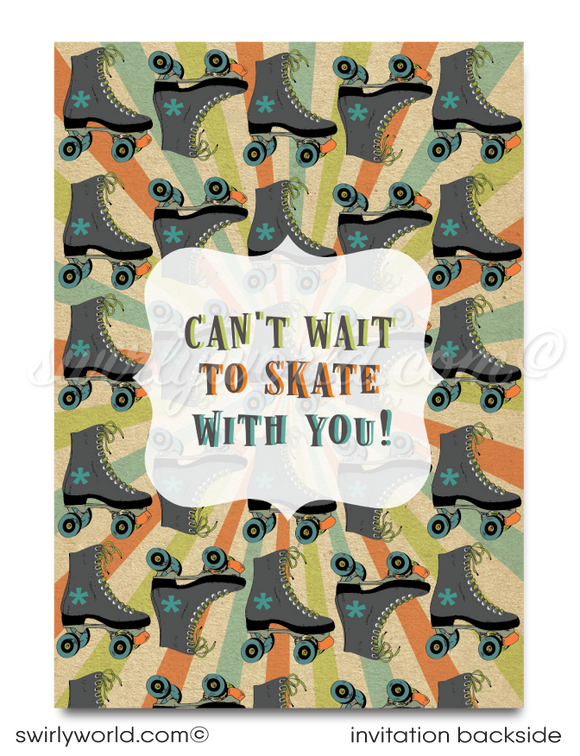 Roller Skate Rink Theme Roller Skating Birthday Party Invitations for Boys Digital Download