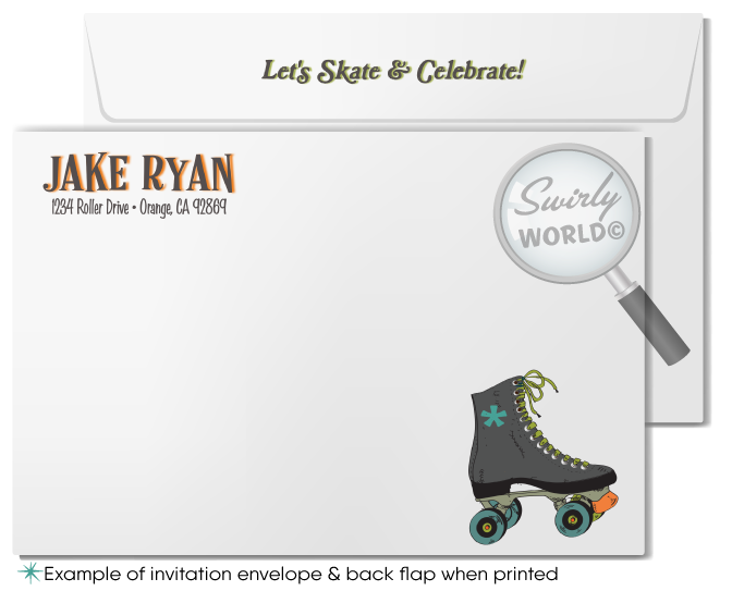 Roll back in time with our Vintage 70s Roller Skate Birthday Invitation! This digital bundle features a retro skate design, psychedelic backdrop, and cool distressed effect. Includes invitations, thank you cards, and envelopes. Easily customizable and perfect for a retro-themed party!
