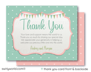 Vintage Carousel Baby Shower Invitation and Thank You Card Digital Download Bundle