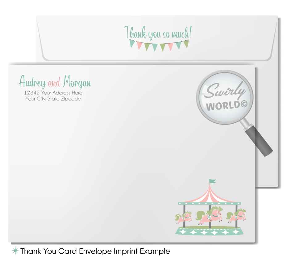 Vintage Carousel Baby Shower Invitation and Thank You Card Digital Download Bundle