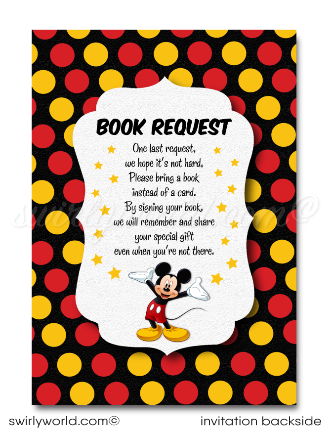 Vintage Mickey Mouse First 1st Birthday Party Invitation Digital Download for Girl or Boy