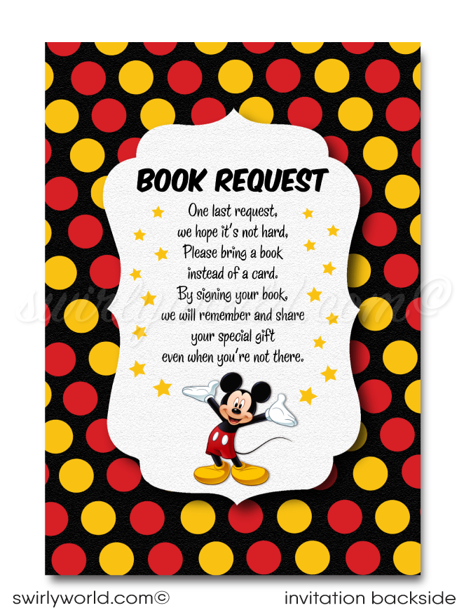 Vintage Classic Mickey Mouse Disney First 1st Birthday Party Invitation for Girl or Boy