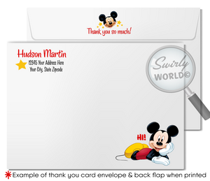 Celebrate your little one's milestone with our Vintage Red and Yellow Polkadot Mickey Mouse 1st Birthday Invitation Set! 🎈🐭 Featuring charming Mickey-inspired designs, heartfelt thank you cards, and coordinating envelopes. Personalize easily for a magical and unforgettable celebration. High-quality printed invitations!