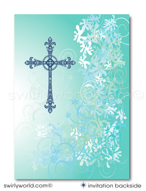 Printed First Holy Communion Invitation Set for Boys - Vintage Retro Design, Editable for Baptism & Confirmation