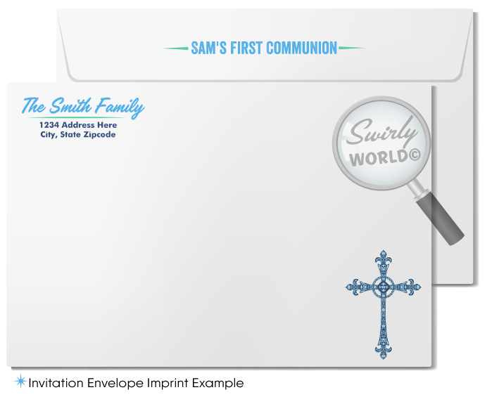 Printed First Holy Communion Invitation Set for Boys - Vintage Retro Design, Editable for Baptism & Confirmation