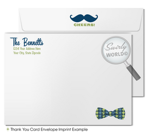Host a stylish 'Little Gentleman' baby shower with Swirly World's hipster-themed invitation set. Features cool mustaches, bowties, and vintage typography in navy, baby blue, and green. Includes editable invites, thank you cards, and envelopes. Perfect for a trendy couple’s shower or baby sprinkle.