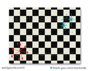 Retro Bowling 1950s Mid-Century Wedding Engagement Party Invitation Digital Download