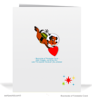 Charming 1940s-1950s Vintage-Inspired Valentine's Day Cards: Retro Space Aliens with Hearts