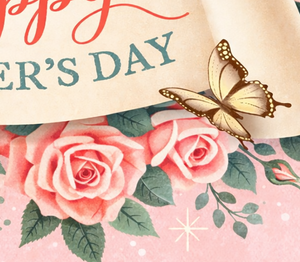 Vintage Shabby Chic Pink Roses Happy Mother’s Day Cards with Elegant Calligraphy
