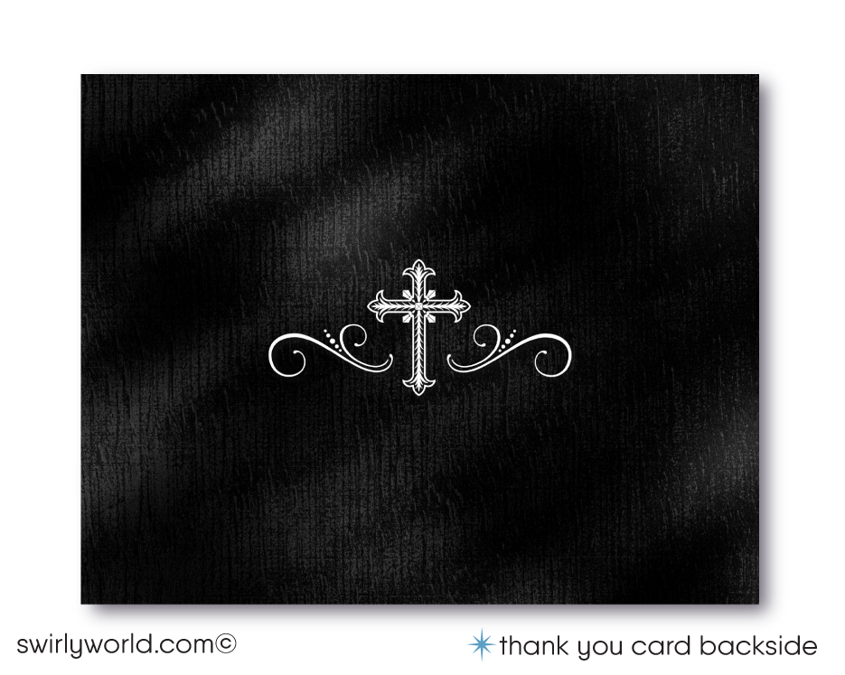 Cool Retro Modern First 1st Holy Communion Invitation and Thank You Card Digital Download