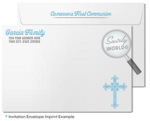Cool Retro Modern First 1st Holy Communion Invitation and Thank You Card Digital Download
