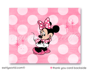 Minnie Mouse "Oh-Twodles" Pink Polka-dot Birthday Party Printed Invitation Set