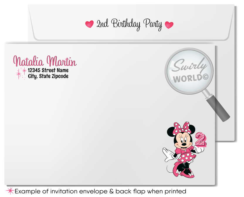 Retro Pink Polkadot Classic Minnie Mouse Birthday Party Invite Digital Download