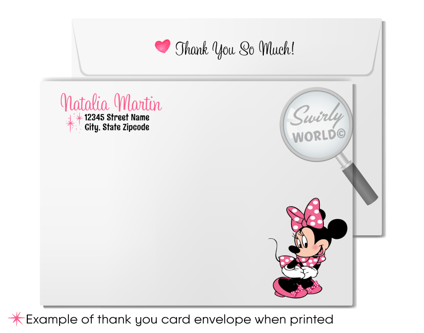 Retro Pink Polkadot Classic Minnie Mouse Birthday Party Invite Digital Download