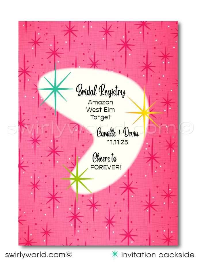 Retro 1950s Pin-Up Shabby Chic Rockabilly Bridal Shower Tea Party Invitation Digital Download