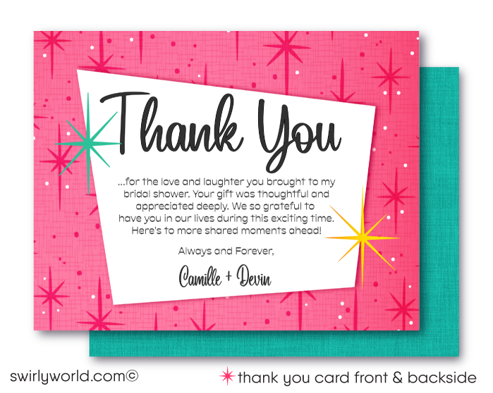 Retro 1950s Pin-Up Shabby Chic Rockabilly Bridal Shower Tea Party Invitation Digital Download